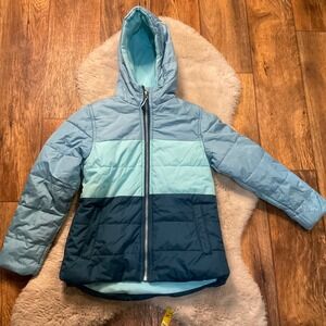 Whales Tail Coat‎ Size 7/8 Winter Youth Girls Colorblock Hooded Insulated